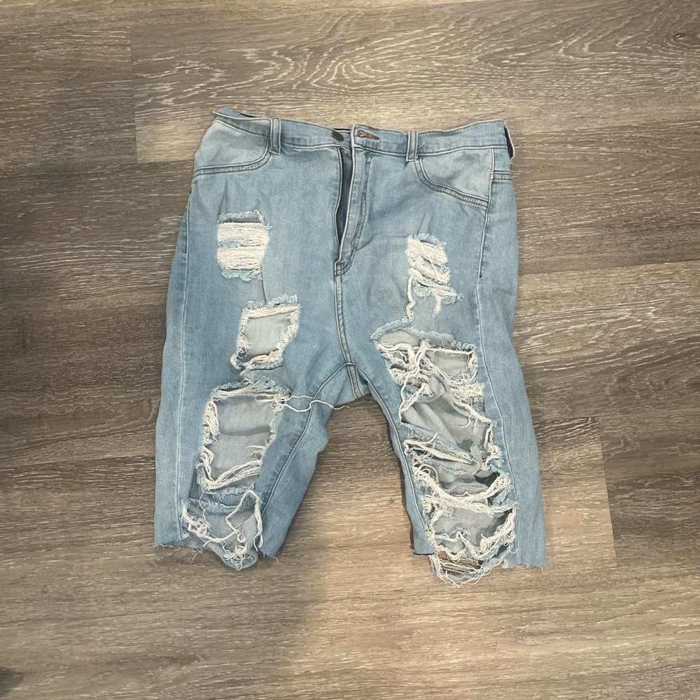 Light blue jeans shorts